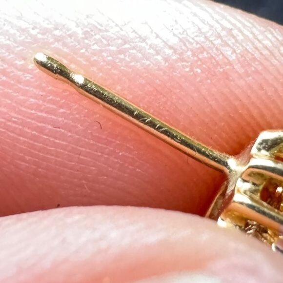 14K Yellow Gold Amethyst Diamond Earrings Studs Oval Pierced New Classic 90s - Picture 4 of 8